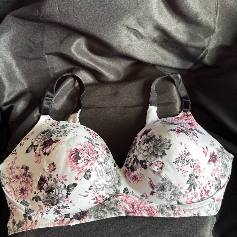 Torrid Black and Pink Floral Bra Intimates